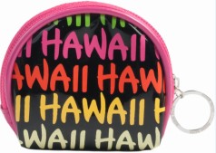 Kālā Stash: Hānau Hawaiʻi: Round Coin Purse Multicolored Text - Celebrate the Spirit of Hawaii in Vivid Shades