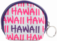 Kālā Stash: Hānau Hawaiʻi: Round Coin Purse Multicolored Text - Celebrate the Spirit of Hawaii in Vivid Shades