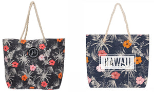 Island Blossoms: Floral Beach Tote with Rope Handle - Colors Galore