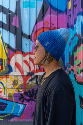 Ombre Island Style: Fitted Beanie Skull Cap with Hawaiian Emblem Detail