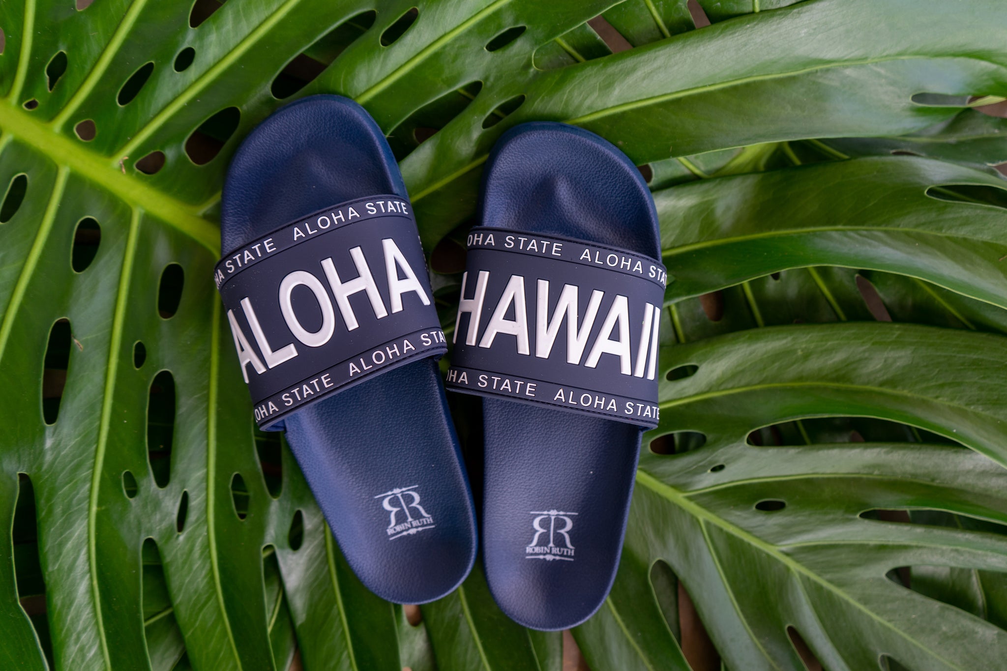 Slippah Slidahs: Conquer Summer with Style: Aloha Hawaii Slides - Navy