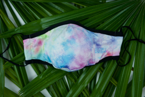 AlohaGuard: Tie-Dye Aloha Masks: Flexfit for Island Flair & Local Vibes