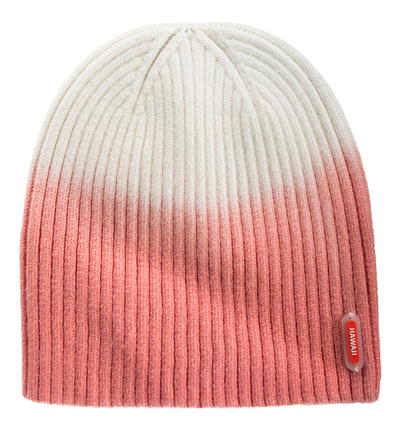 Ombre Island Style: Fitted Beanie Skull Cap with Hawaiian Emblem Detail