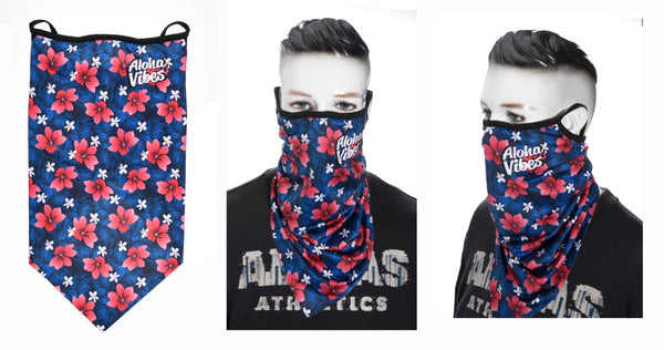 NECK GAITORS (UNISEX) FLORAL PRINTS STRETCH FABRIC With Nose Clip [MULTIPLE COLORS]