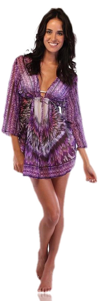 TUNIC SWIM COVERUP WITH DRAWSTRING [MULTIPLE COLORS]