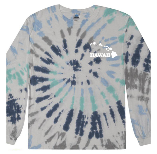 Hawaii Vibes: Island Chain Tie Dye Longsleeve Tee - Colors Galore, Bruddah!