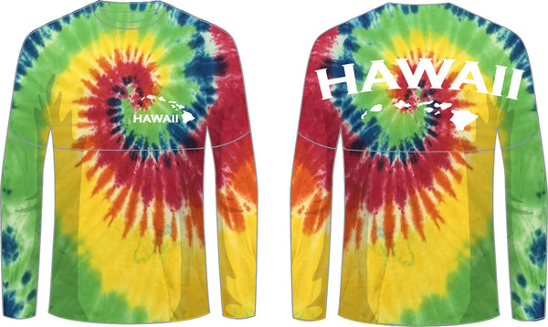 Hawaii Vibes: Island Chain Tie Dye Longsleeve Tee - Colors Galore, Bruddah!
