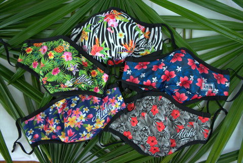 Tropical Comfort: Aloha Floral Print Athletic Face Mask in Stretch Fabric