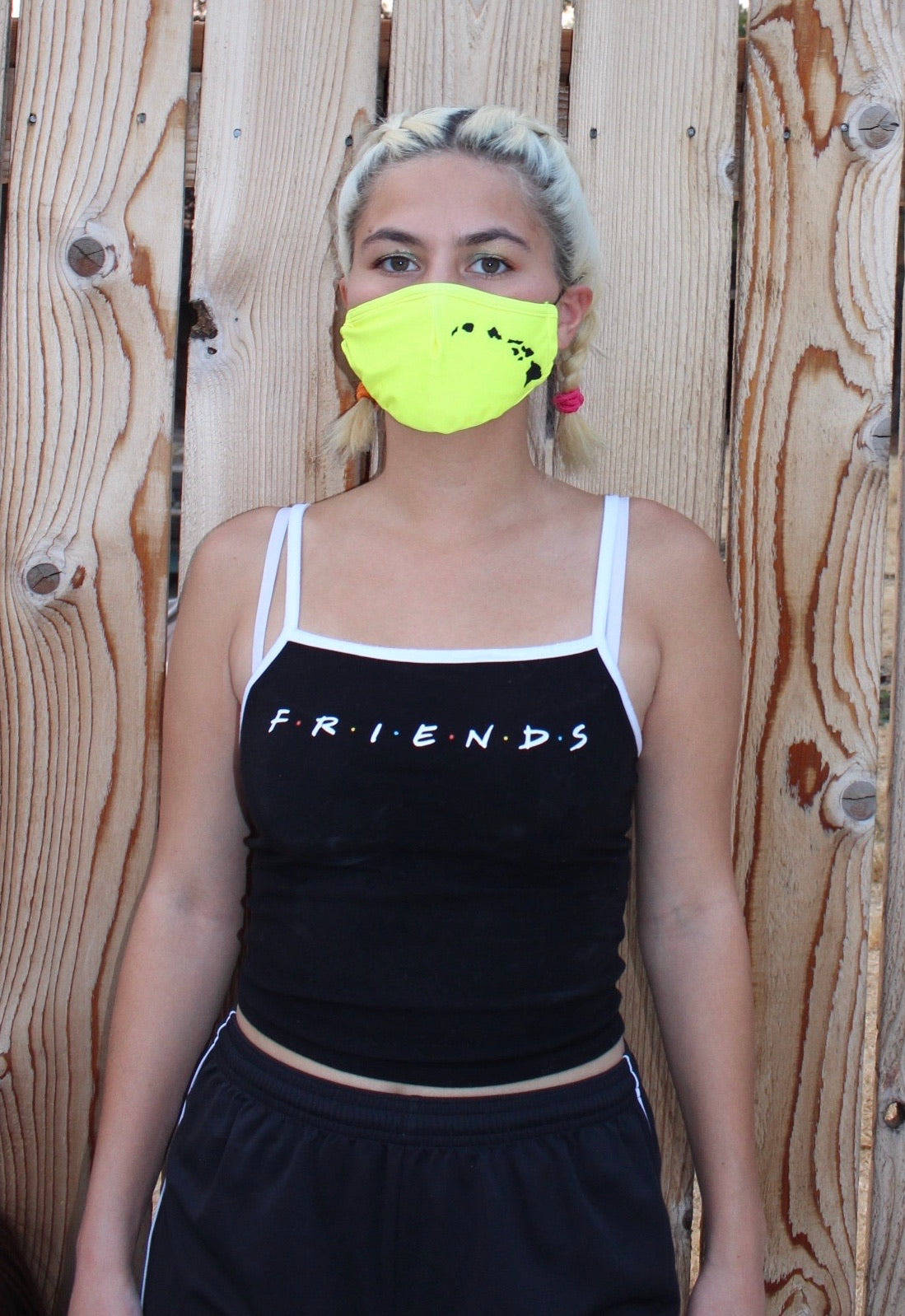 NEON SAFETY COLORS ISLAND CHAIN FACE MASK STRETCH ATHLETIC FABRIC